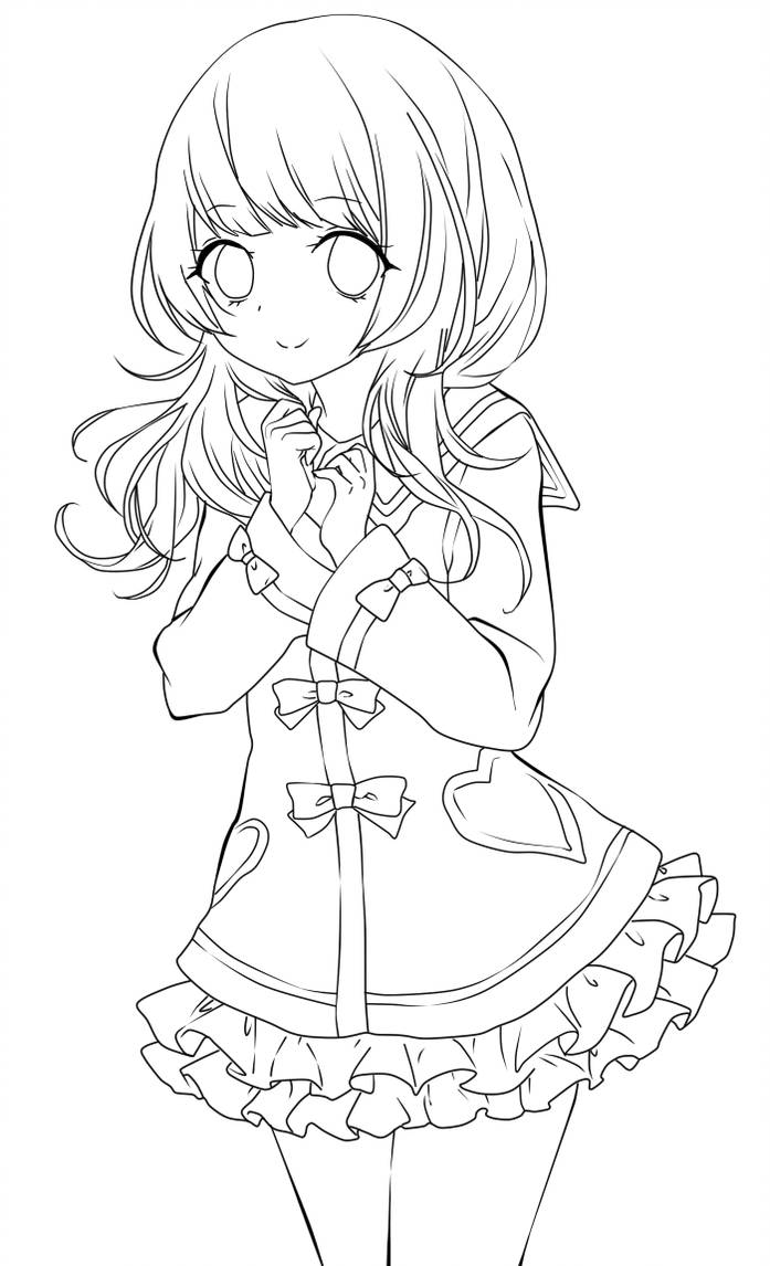 Cute Anime Girl Lineart By Chifuyu San Coloring Page