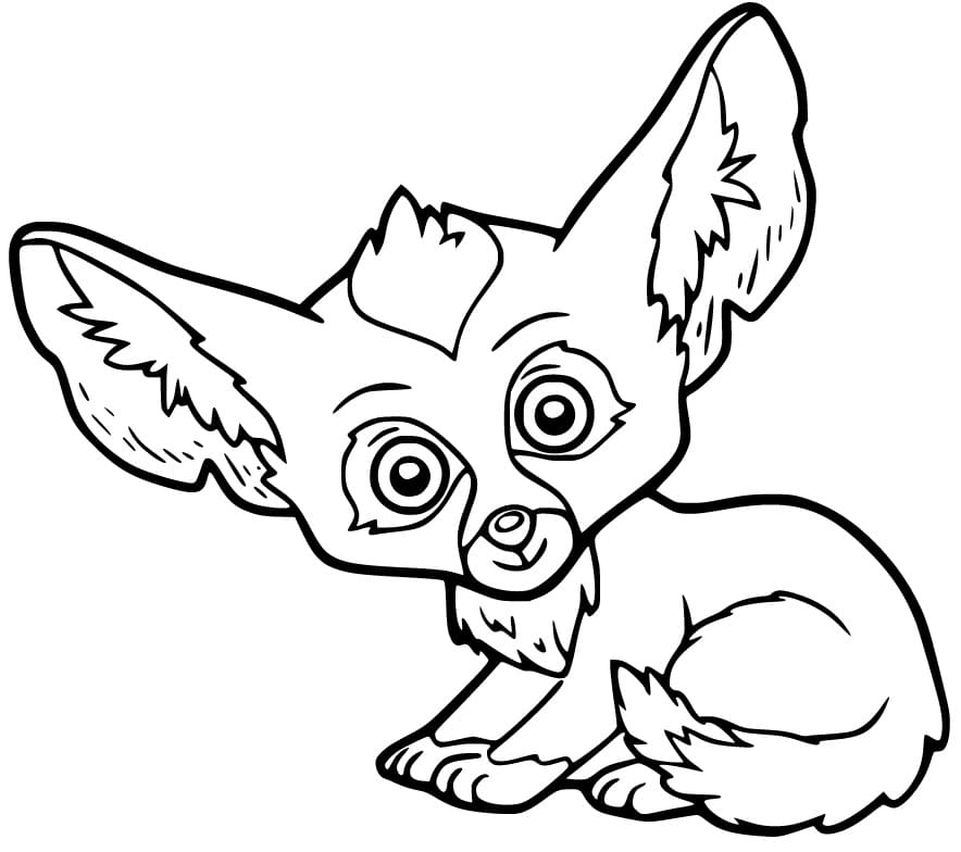 Cute Baby Fennec Fox Coloring Page