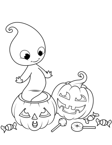 Cute Baby Ghost Coloring Page