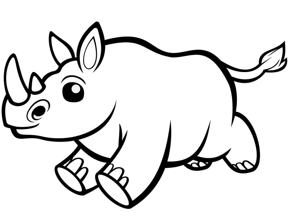 Cute Baby Rhino Coloring Page