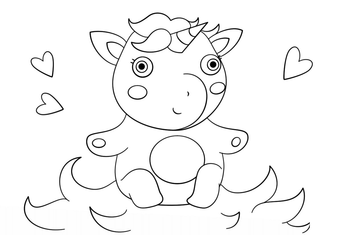 Cute Baby Unicorn Coloring Page