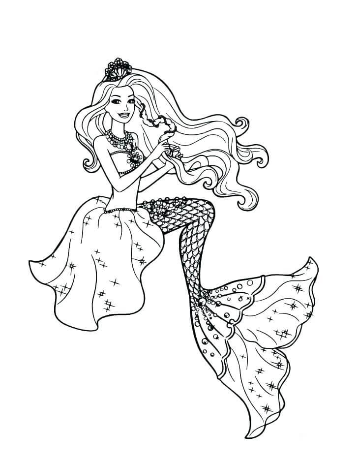 Cute Barbie Mermaid Coloring Page