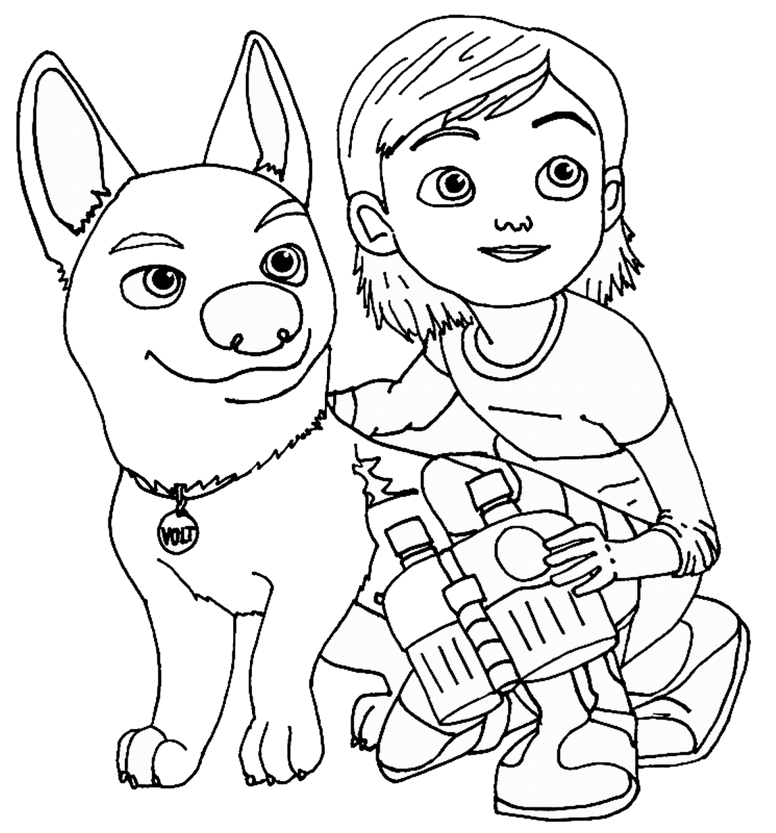 Cute Bolt And Penny Coloring Page