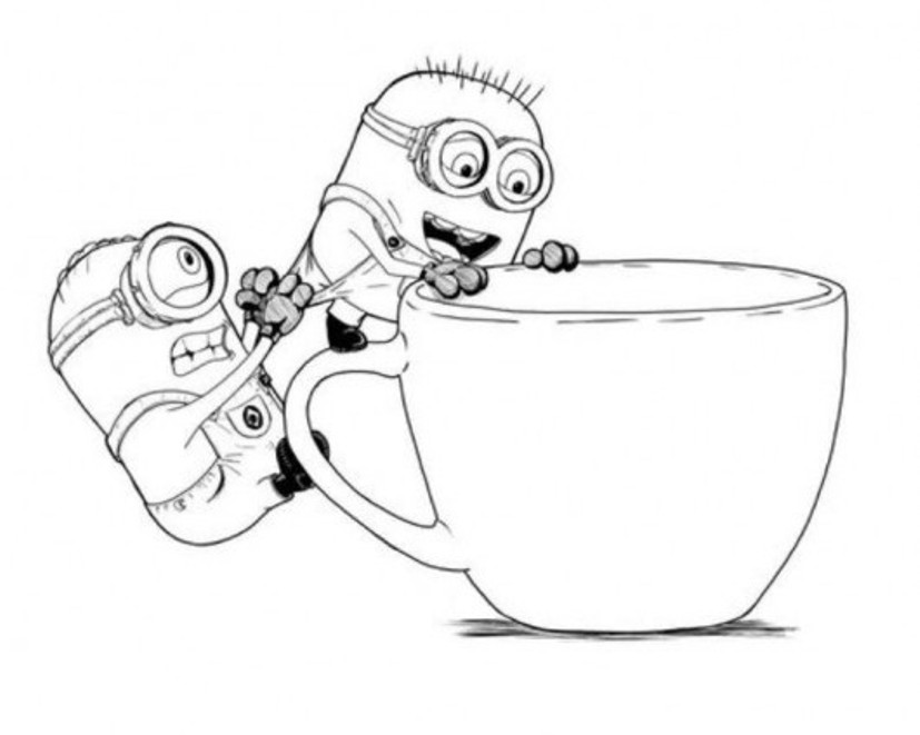 Cute Cartoon Minions Despicable Me Coloring Page