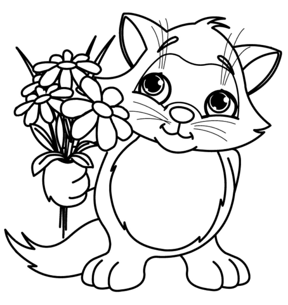 Cute Cat With Flowers