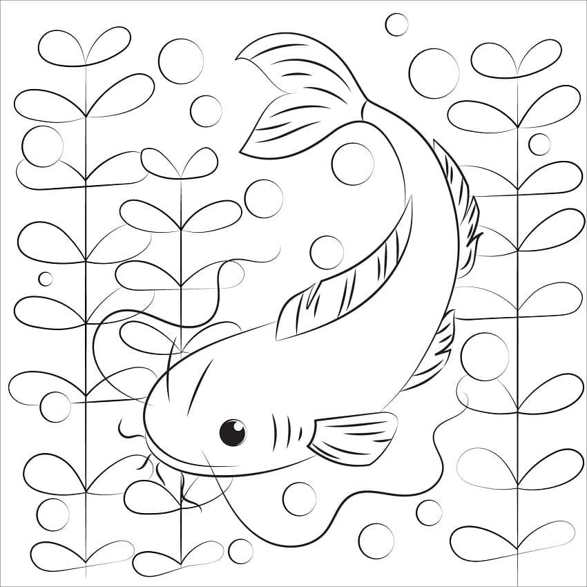 Cute Catfish Coloring Page