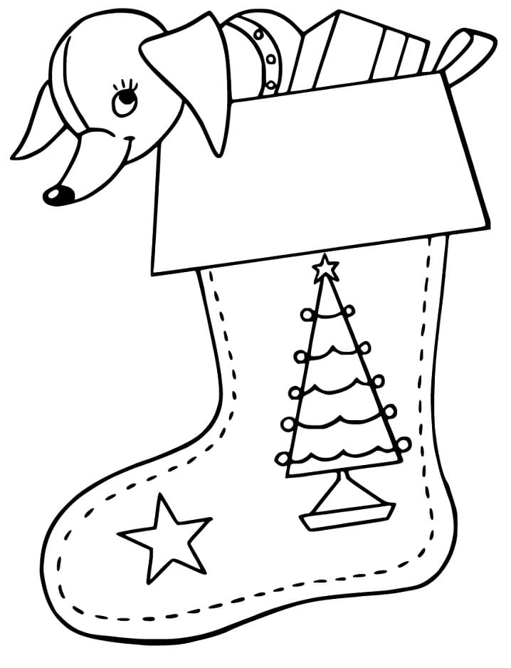 Cute Christmas Stocking Coloring Page
