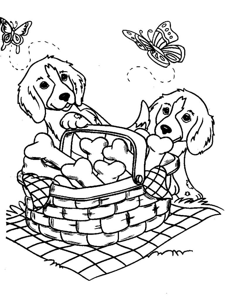 Cute Couple Puppies Coloring Page