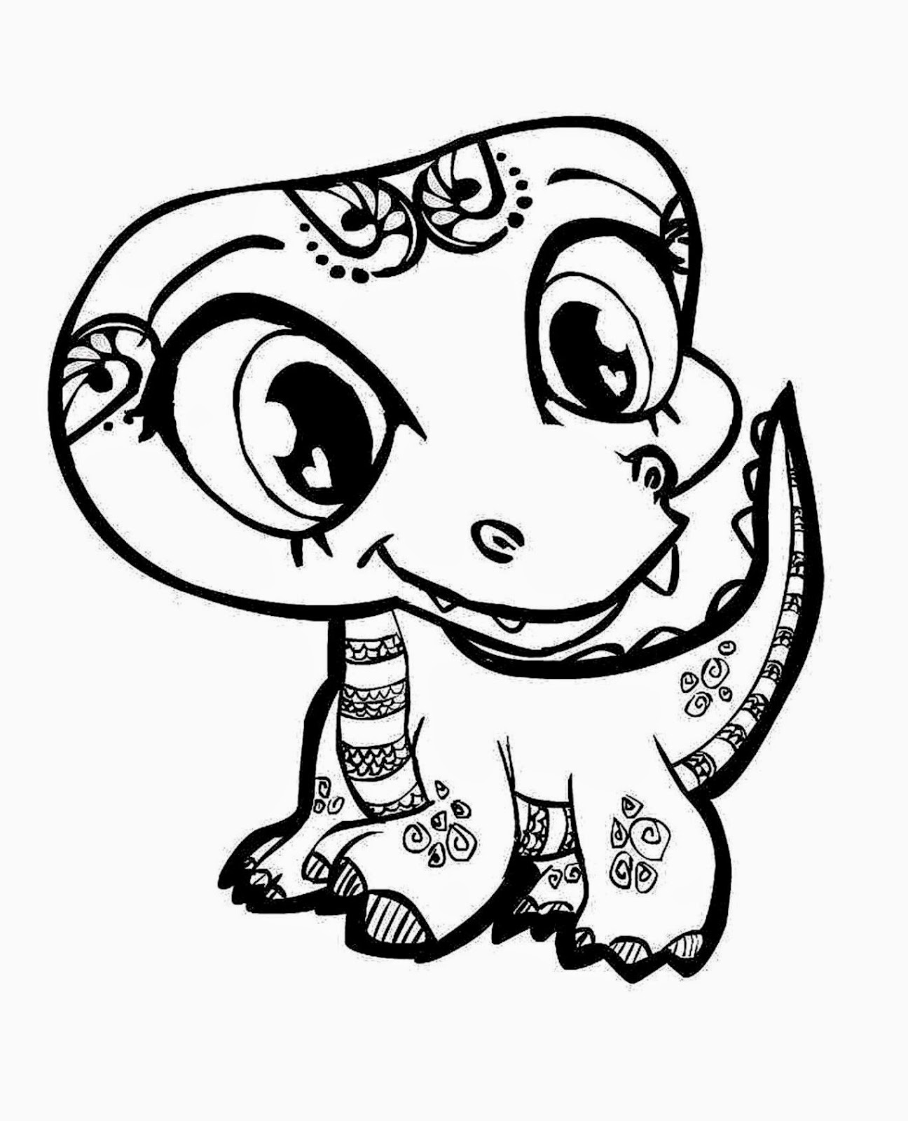 Cute Dinosaur For Girls Coloring Page