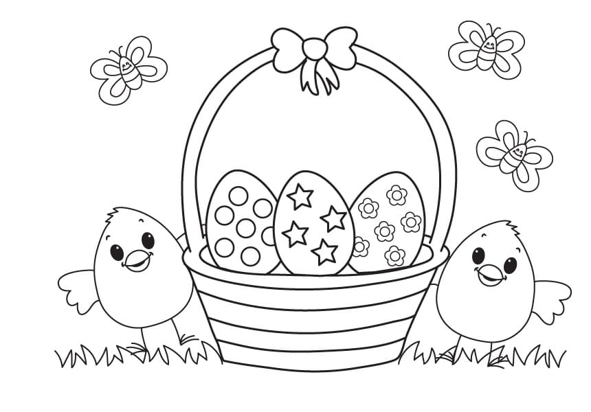 Cute Easter Basket Coloring Page