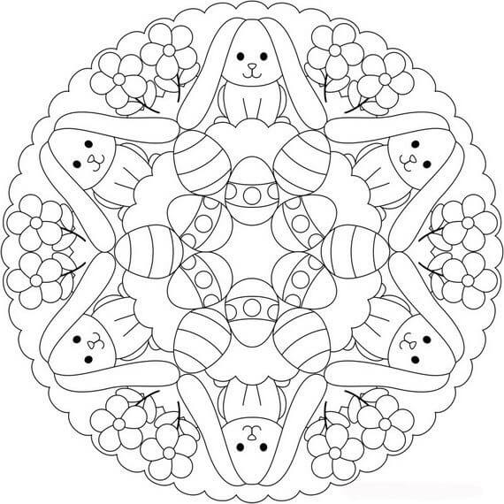 Cute Easter Mandala Coloring Page
