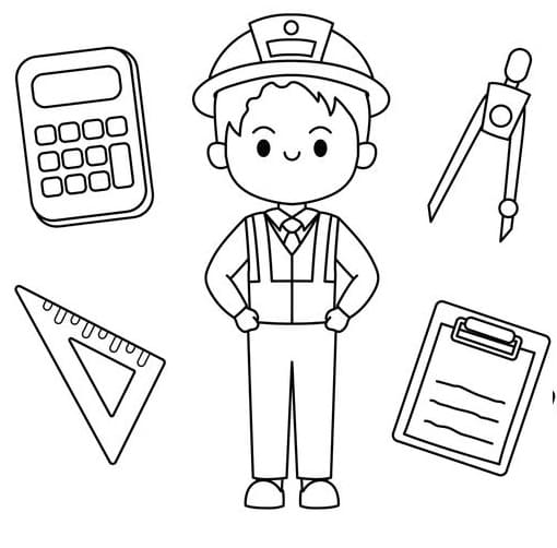 Cute Engineer Coloring Page