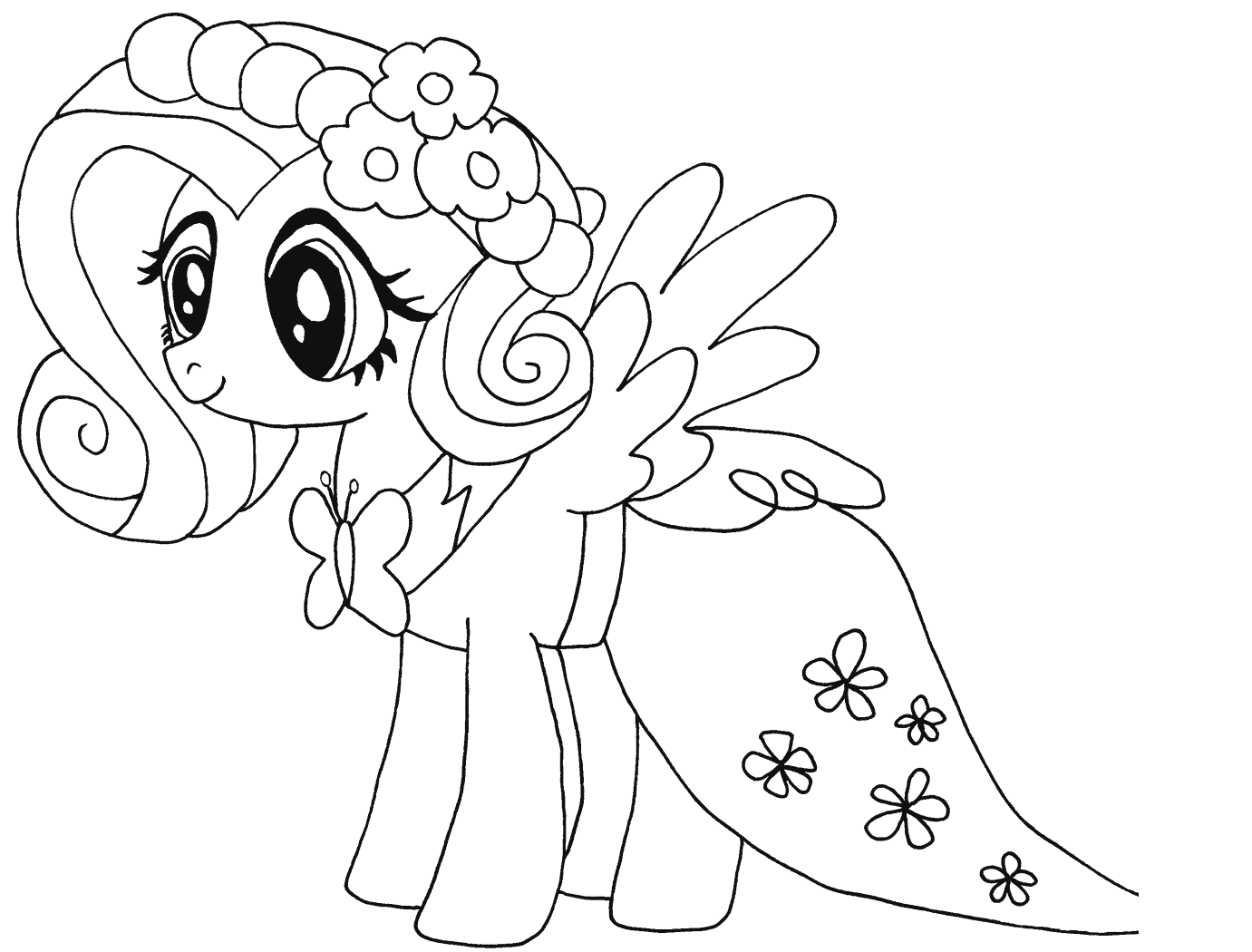 Cute Fluttershy My Little Pony Coloring Pages   Coloring Cool