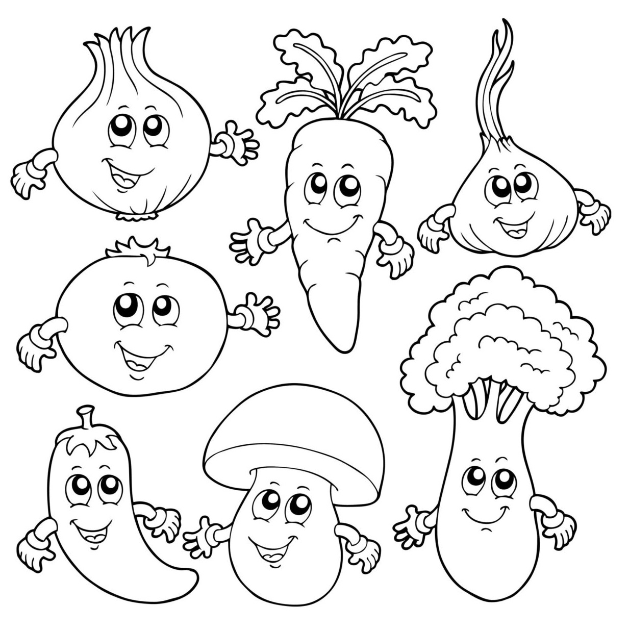 Cute Food Friends For Kids Coloring Page