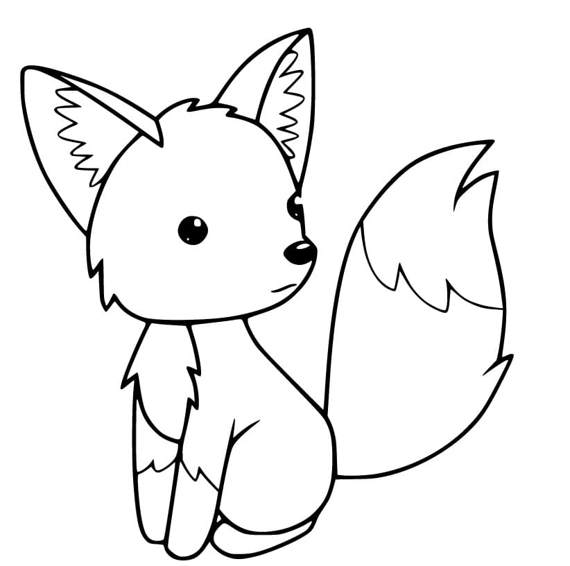 Cute Fox 2 Coloring Page