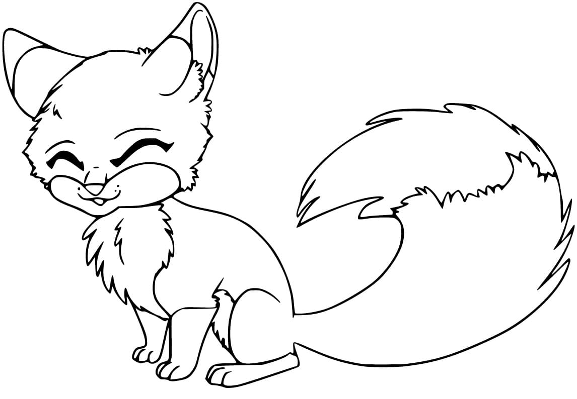 Cute Fox 3 Coloring Page
