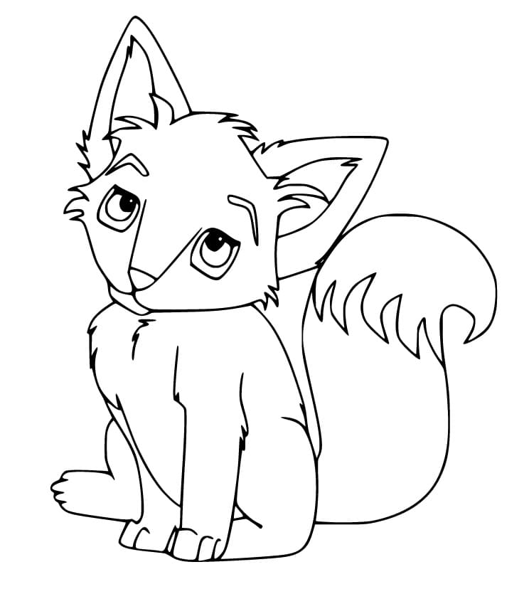Cute Fox for Kid Coloring Page