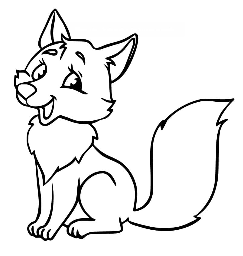 Cute Fox Laughing Coloring Page