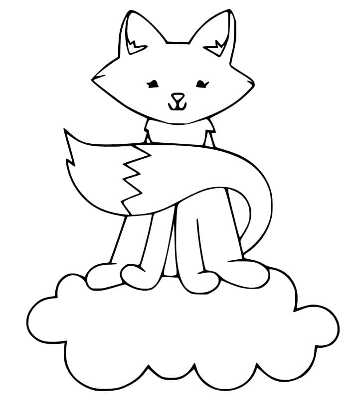 Cute Fox on cloud