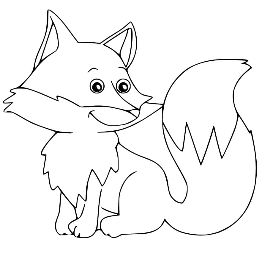 Cute Fox Smiles Coloring Page