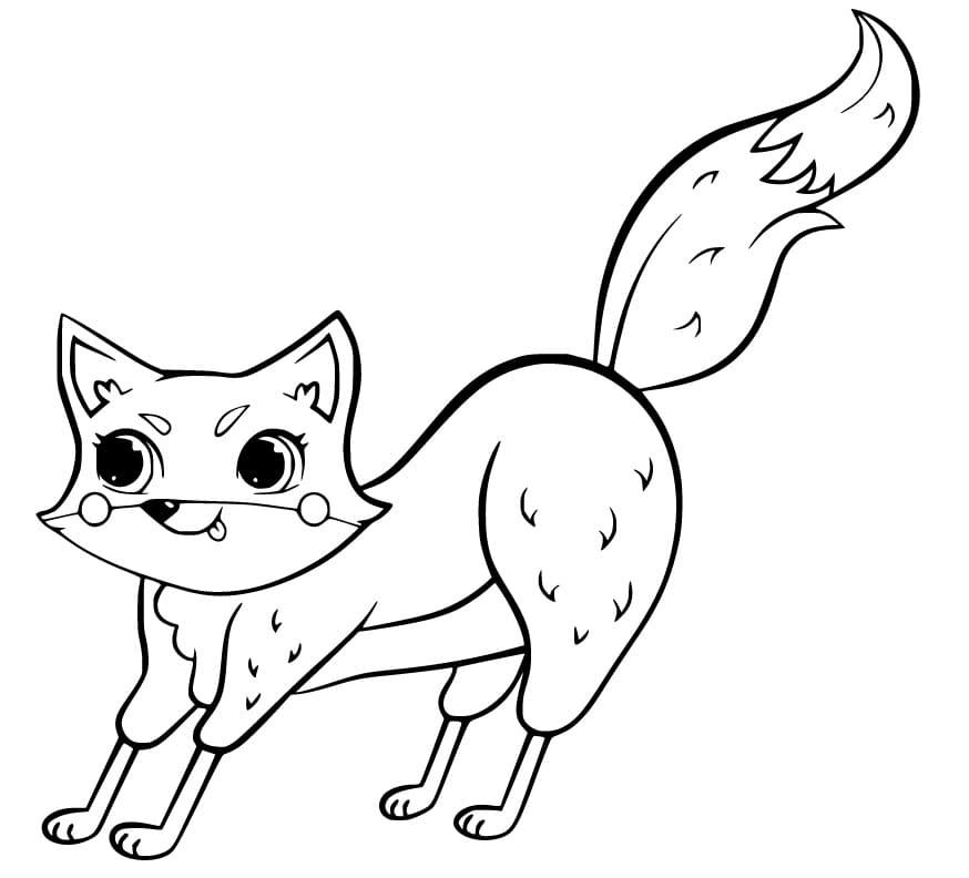 Cute Fox Stretch Coloring Page