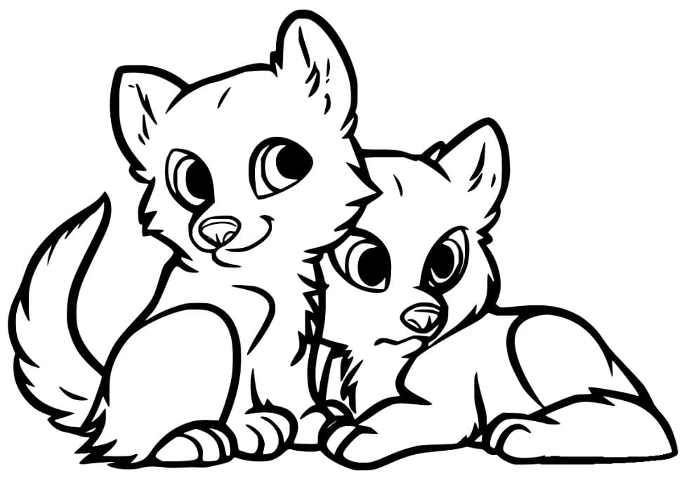 Cute Foxes Coloring Page