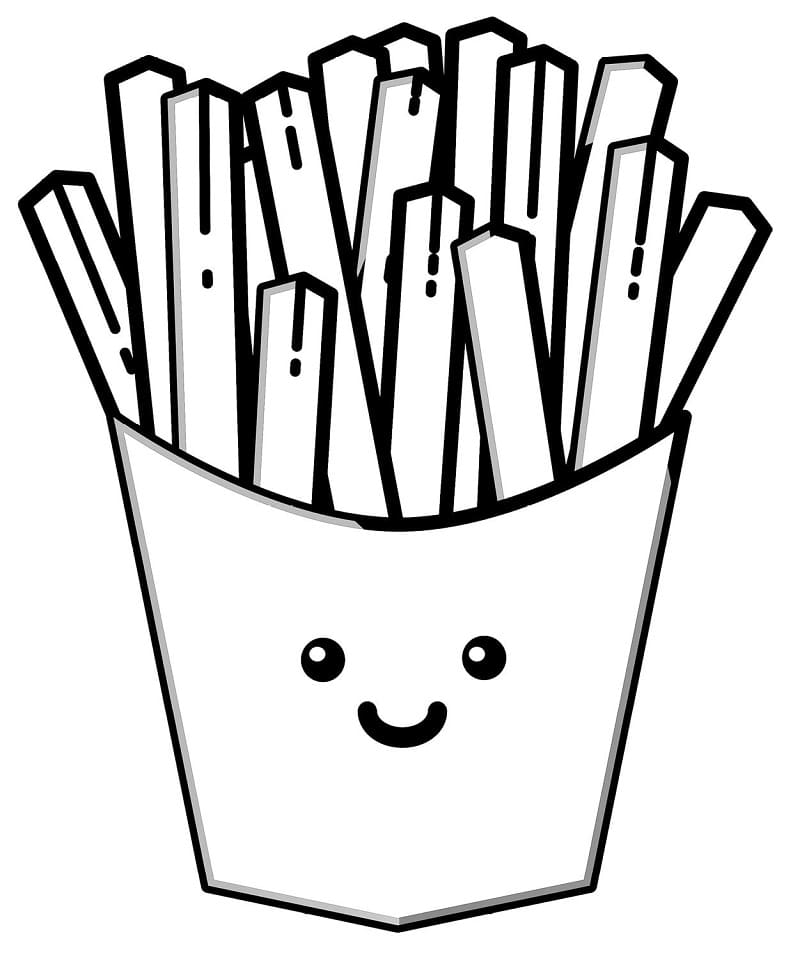 Cute French Fries Coloring Page