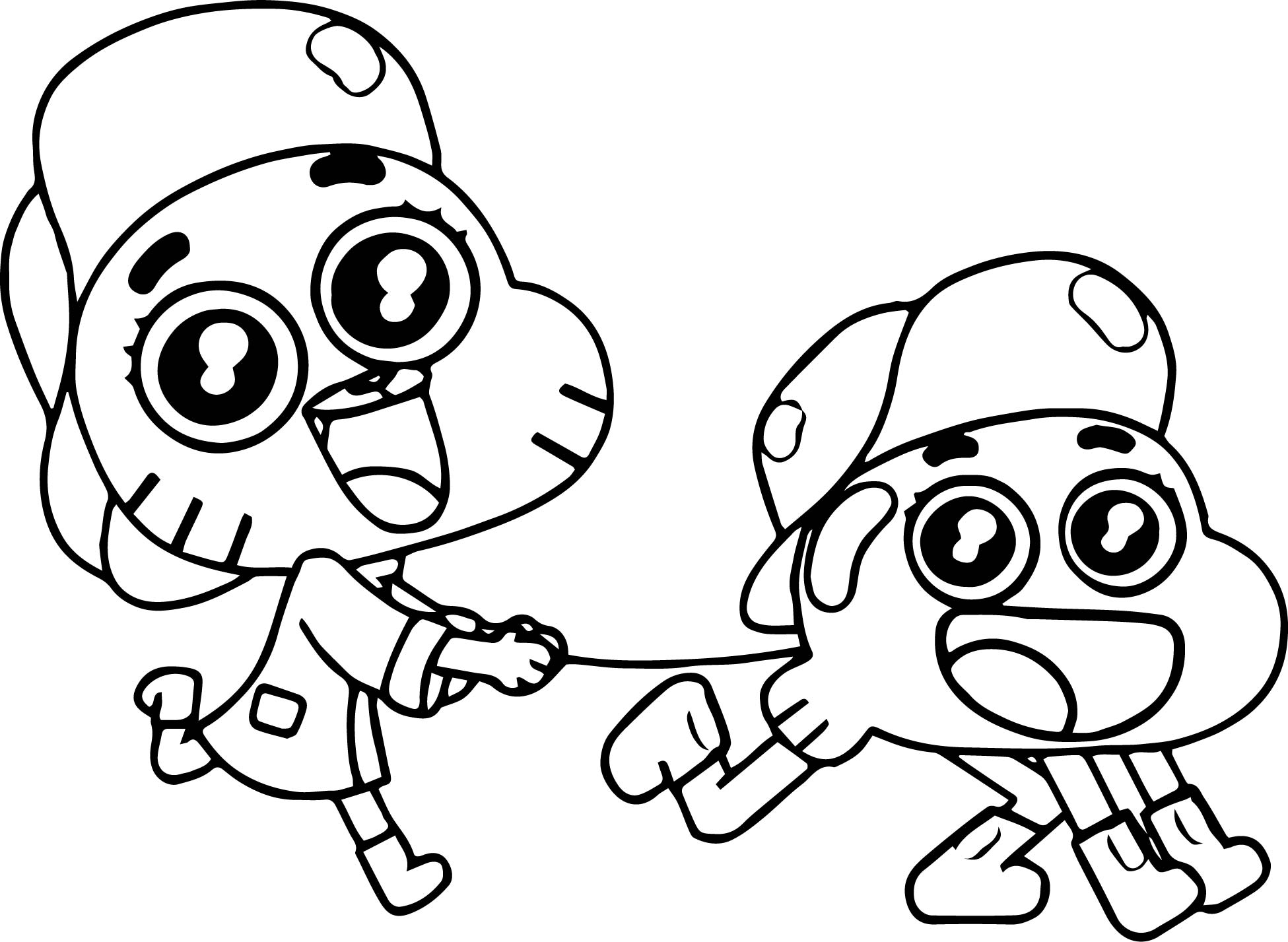 Cute Gumball And Darwin Walking Coloring Page