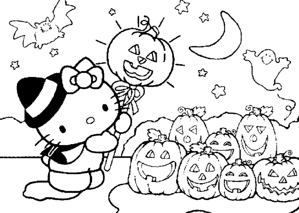 Cute Halloween S For Kids Hello Kitty Coloring Page