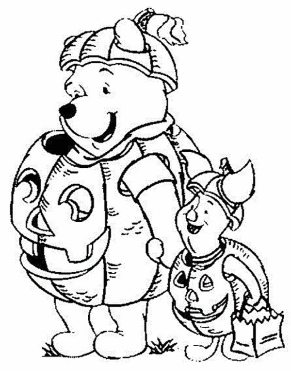 Cute Halloween For Kids Winnie The Pooh Coloring Page