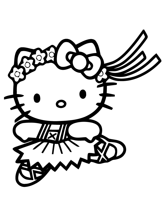 Cute Hello Kitty Ballet Coloring Page