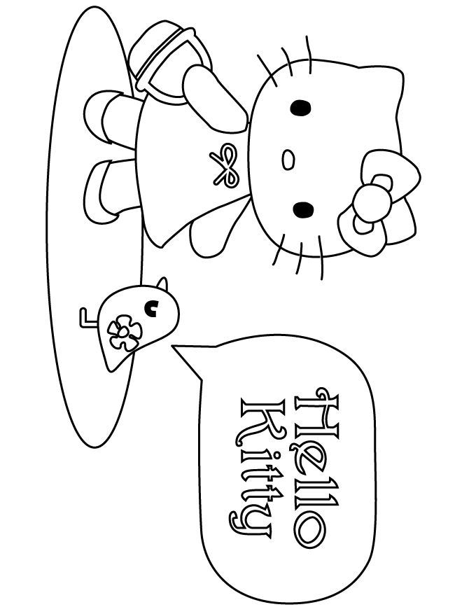 Cute Hello Kitty Holding Basket Coloring Page
