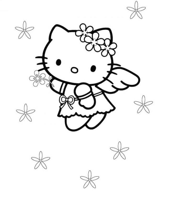 Cute Hello Kitty S Angel Coloring Page
