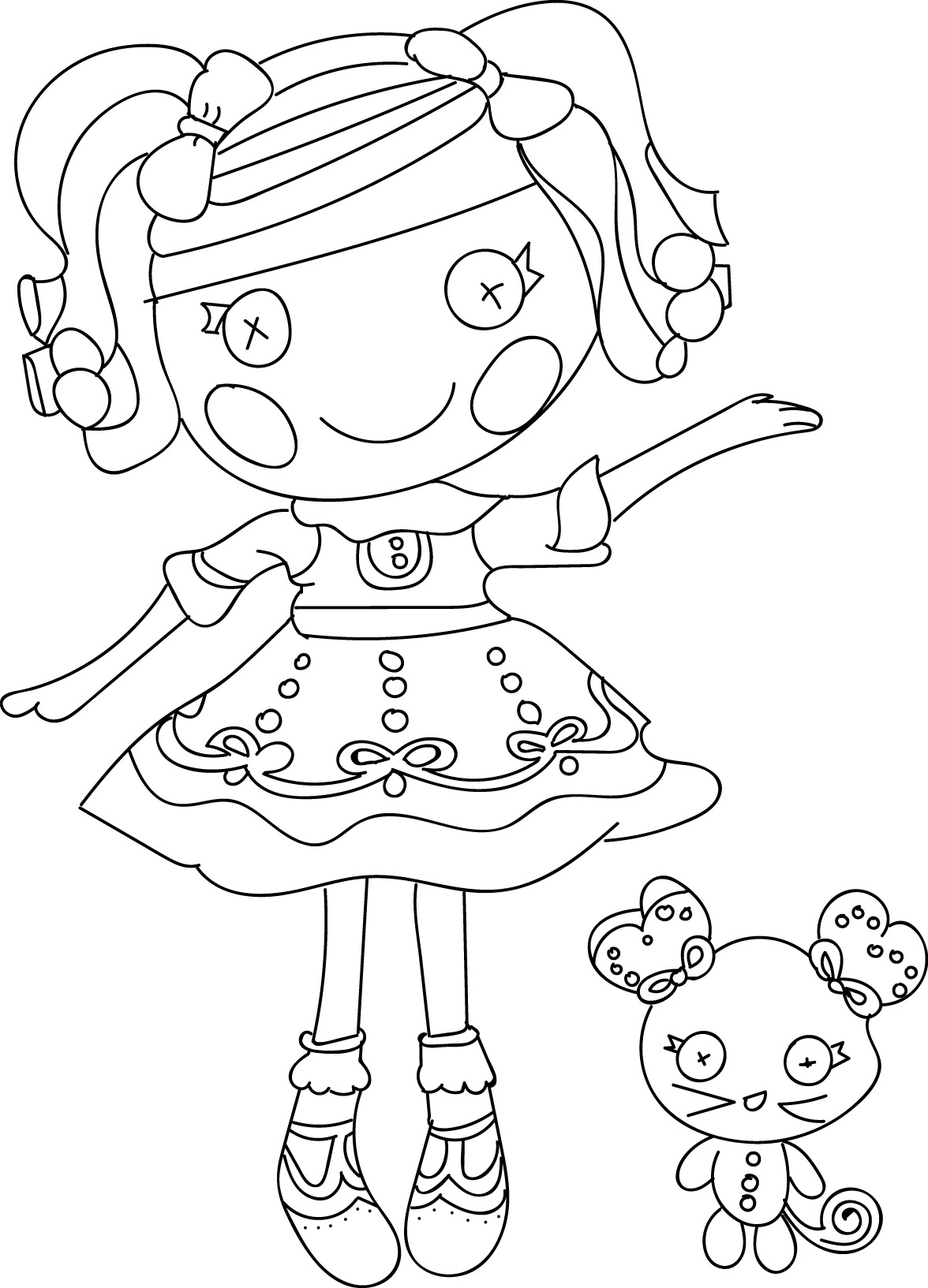 Cute Lalaloopsy And Her Mouse Coloring Page