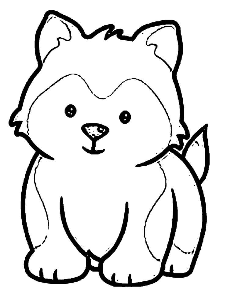 Cute Little Husky Coloring Page