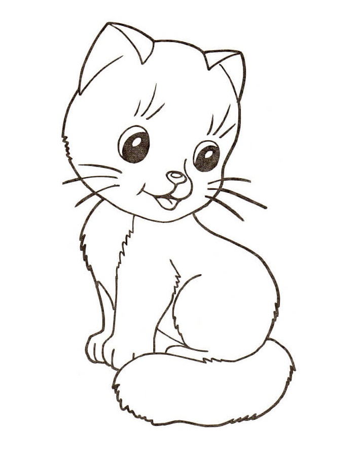 Cute Little Kitten Coloring Page