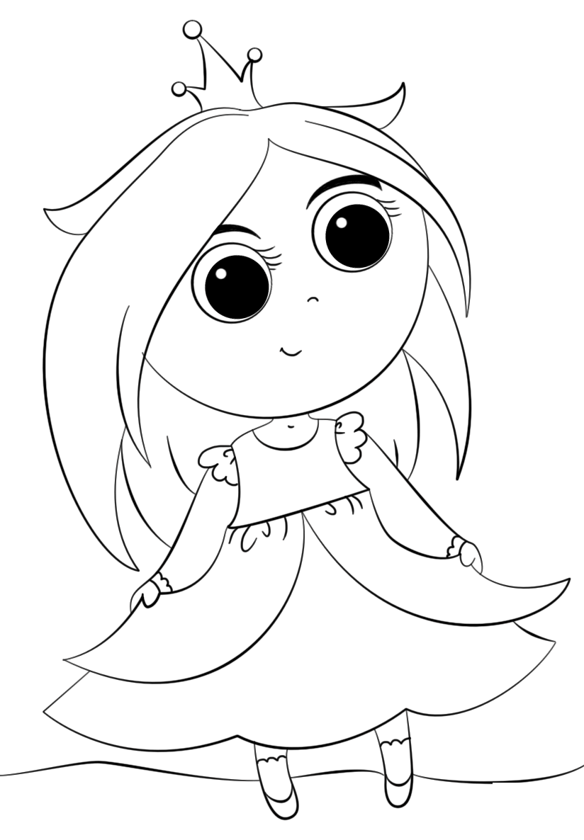 Cute Little Princess Coloring Page