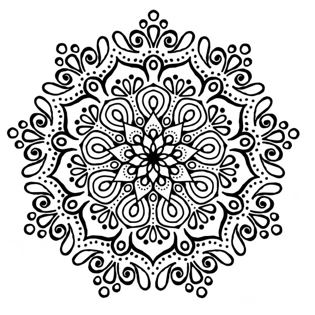 Cute Mandala Black And White Coloring Page