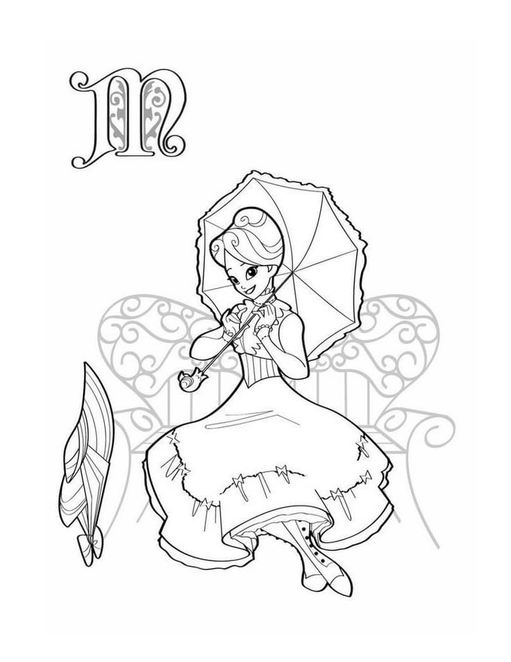Cute Mary Poppins Coloring Page