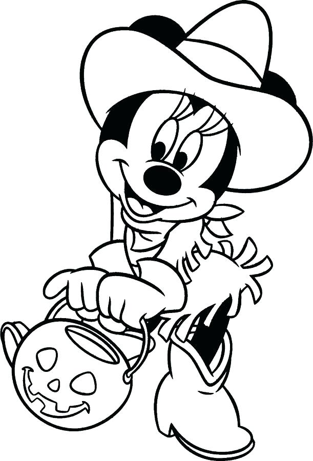 Cute Minnie With Cowboy Costume Coloring Page
