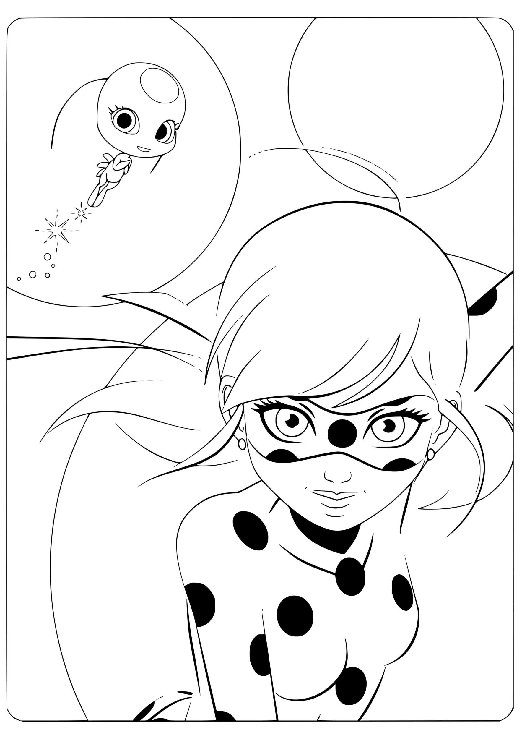 Cute Miraculous Ladybug Tikki And Marinette Coloring Page