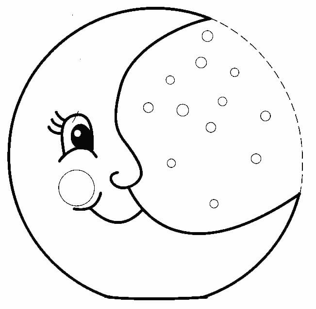 Cute Moon Coloring Page