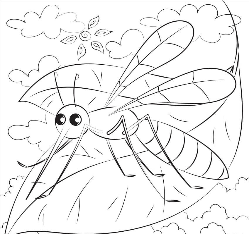 Cute Mosquito Coloring Page