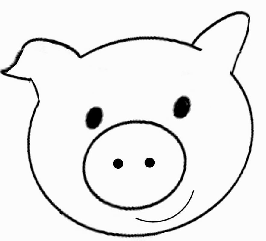 Cute Pig Face Coloring Page