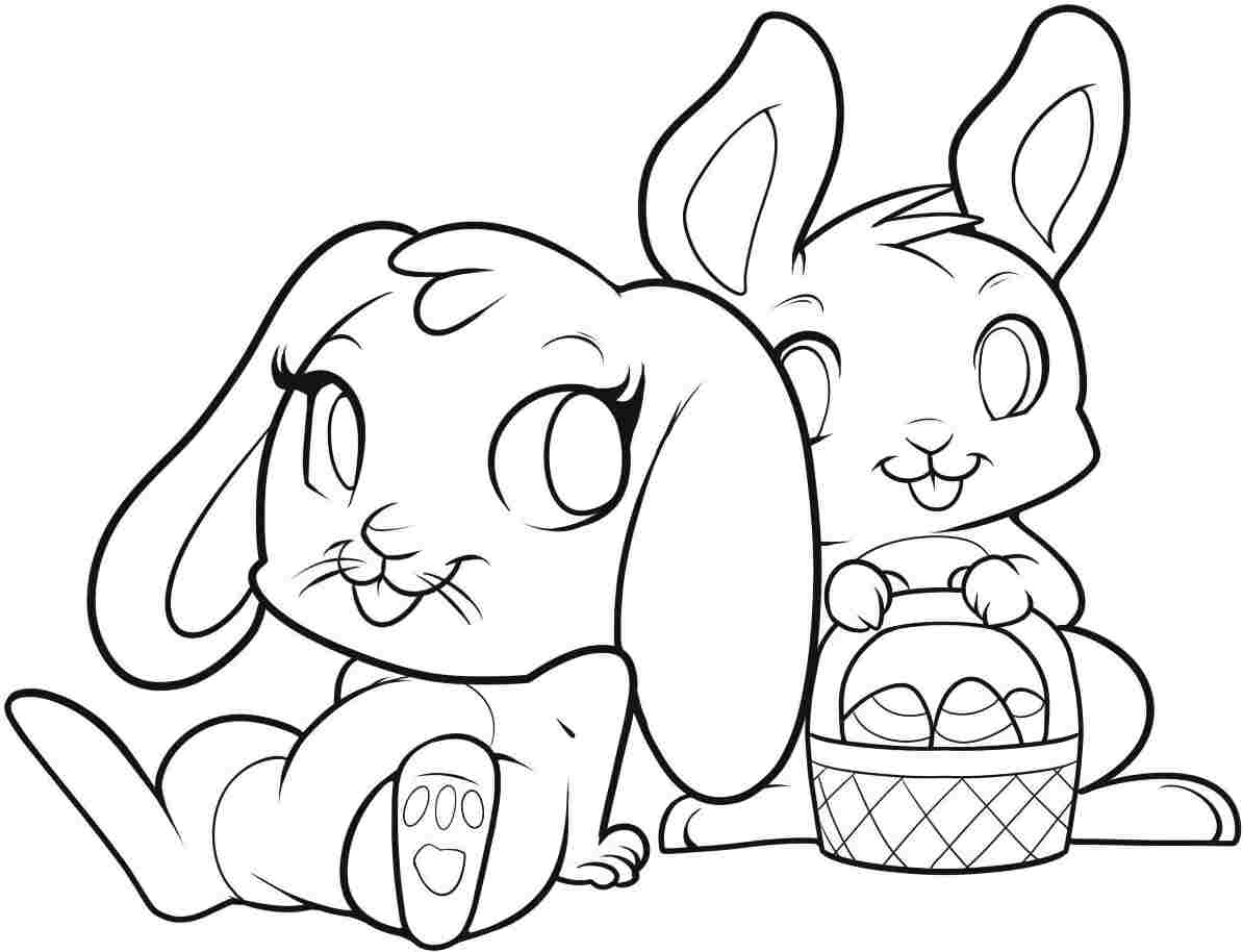 Cute Rabbits For Easter Coloring Page