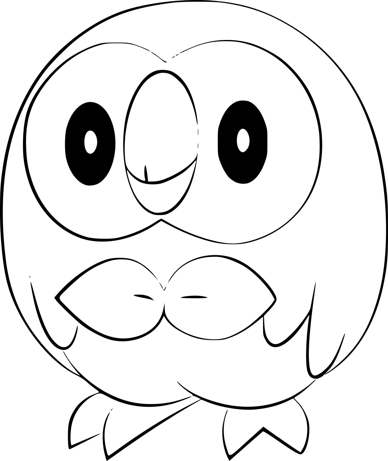 Cute Rowlet Coloring Page