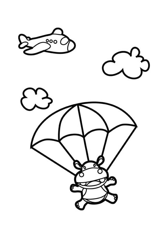Cute Skydiving Hippo