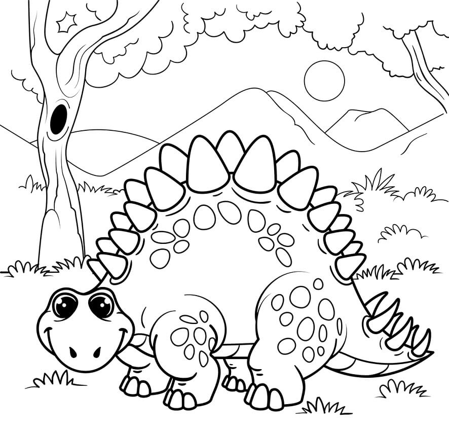 Cute Stegosaurus Coloring Page