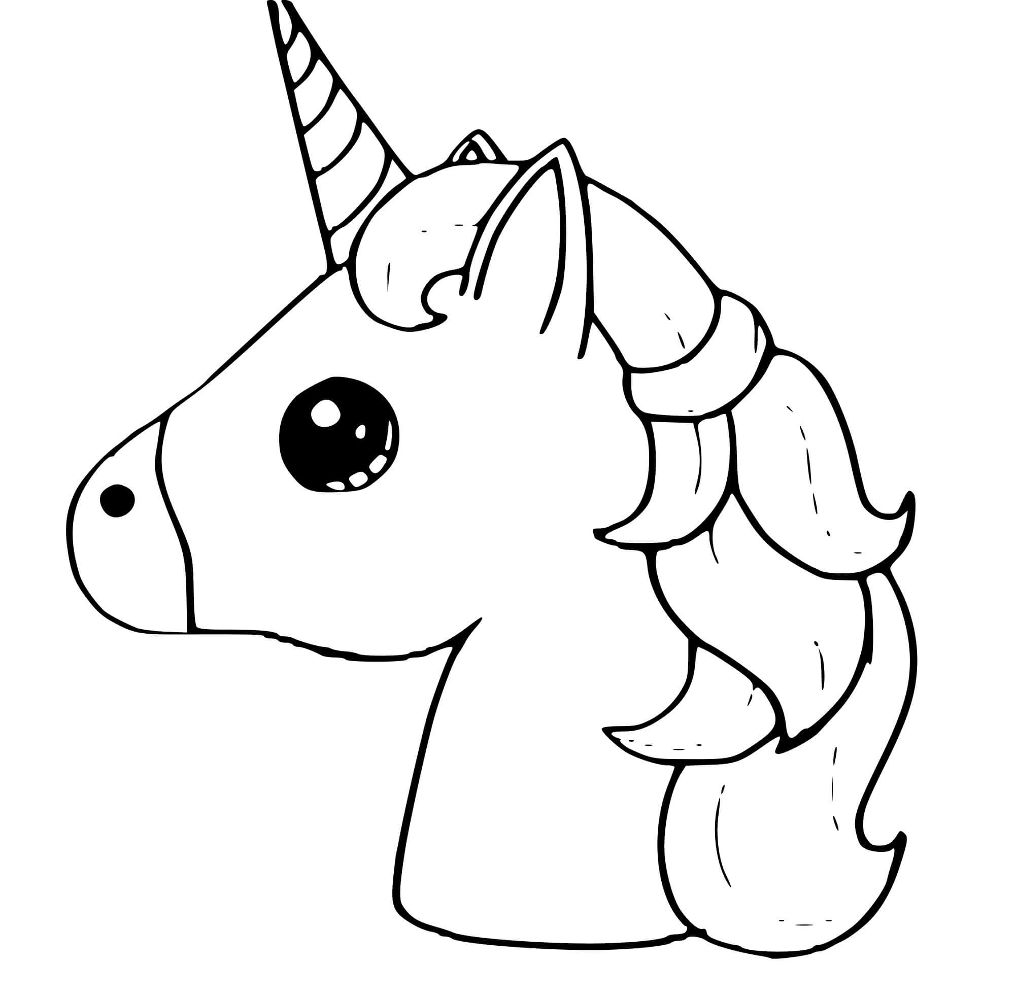Cute Unicorn Emoji Kawaii Coloring Page
