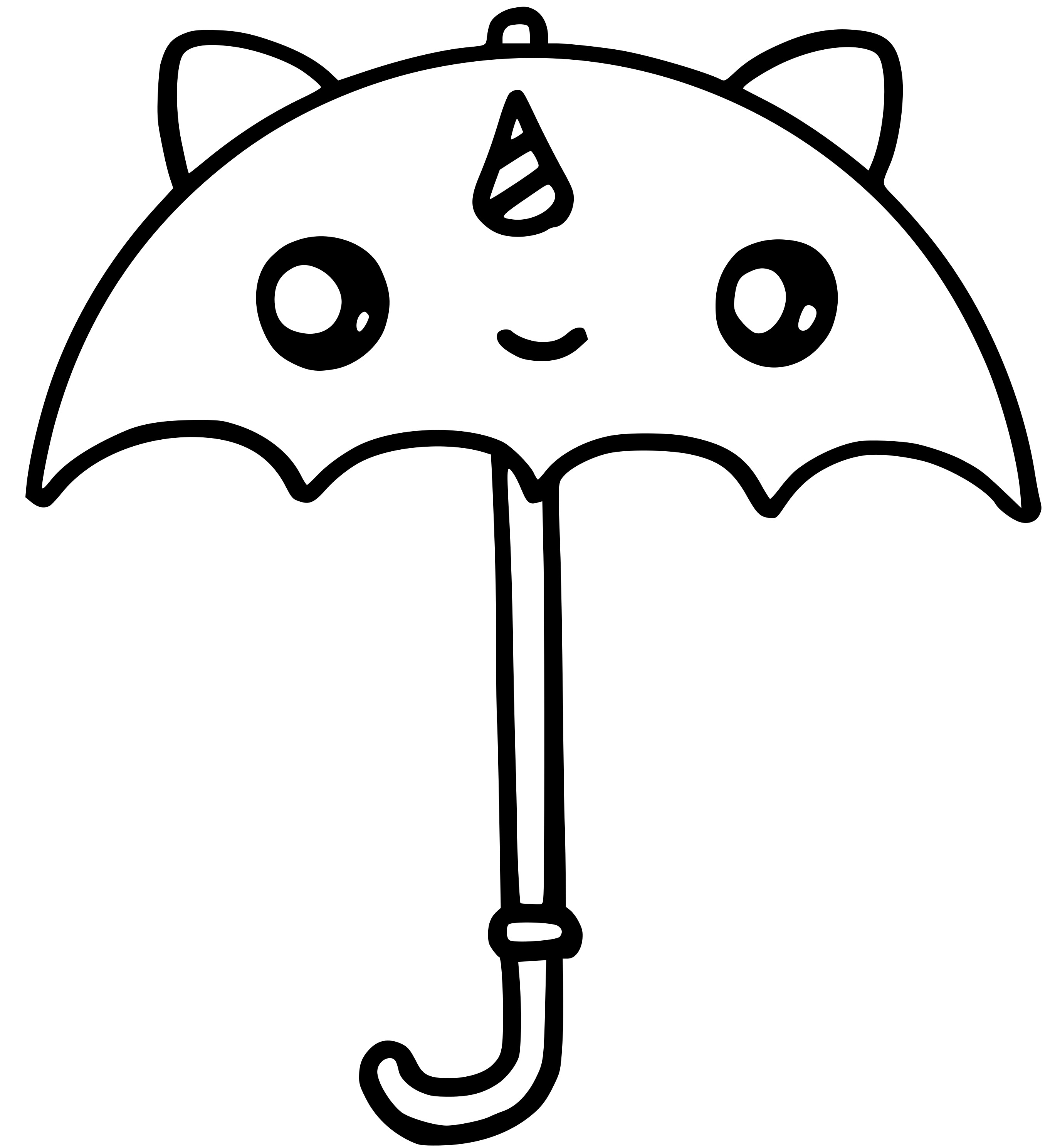Cute Unicorn Umbrella Kawaii Coloring Page